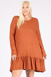 SALE!! 23 SLS {Expecting A Reaction} Rust Ruffle Hem Dress EXTENDED PLUS SIZE 3X 4X 5X