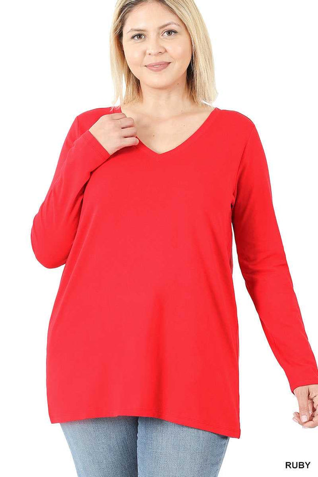 88 SLS-F  {Keeping It Together} Ruby Red V-Neck Top PLUS SIZE 1X 2X 3X