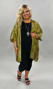 71 OT-G {Golden Surprise} Gold Leopard Print Kimono Plus Size 1X 2X 3X