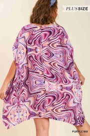 SALE!! 33 PSS-D {The Stylish One} Umgee Purple Swirl Tunic Kaftan PLUS SIZE XL/1X  1X/2X