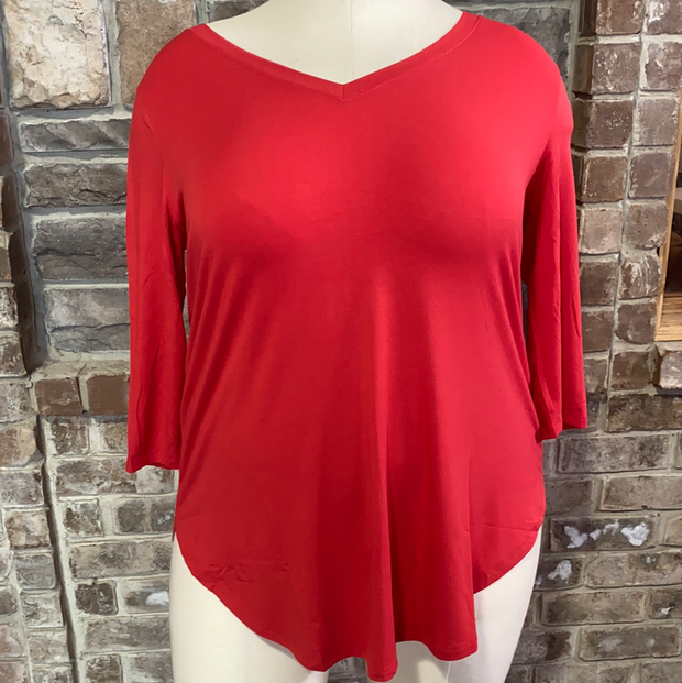 SALE!! 22 SQ-Q {Stay With You}  Red V Neck Tunic PLUS SIZE XL 2X 3X