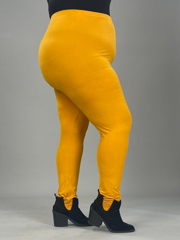 Leg-79 {Pursuit Of Comfort} Mustard Full Length Leggings EXTENDED PLUS SIZE 3X/5X