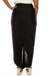 BT-U {Runway Ready} Black Hi-Low Skirt W/Gathered Waist PLUS SIZE 1X 2X 3X