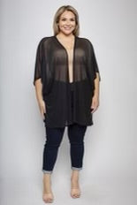 67 OT-C {Gala Ready} Black Kimono PLUS SIZE 1X 2X 3X