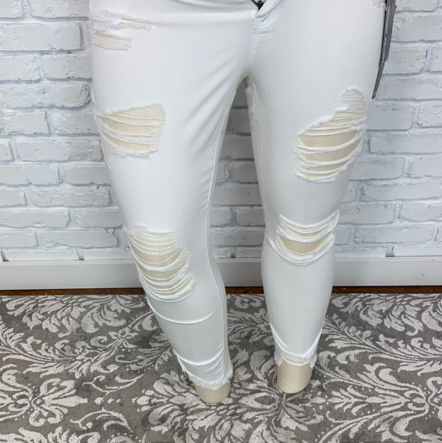 BT-M {Indigo Fusion} White Distressed Denim Stretchy Jeans