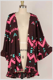 SALE! 25 OT-G {Dream Walker} Brown Tribal Print Cardigan PLUS SIZE 1X 2X 3X