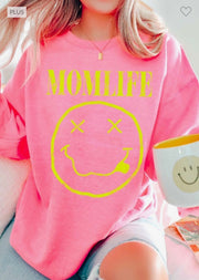 SALE!! 78 GT-U {Mom Life Here} Hot Pink/Yellow Graphic Sweatshirt PLUS SIZE XL 2X 3X