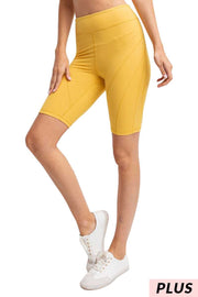 SALE!! LEG-91 {Must Ride} Mustard Bike Shorts  W/ Back Key Pocket PLUS SIZE 1X 2X 3X