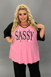 SALE!! 29 GT {Sassy} Pink/Black Graphic Tee CURVY BRAND!!!  PLUS SIZE XL 2X 3X  (May Size Down 1 Size}