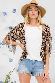 27 CP-J {Landing On Cue} Ivory/Leopard Fringe Top PLUS SIZE XL 2X 3X