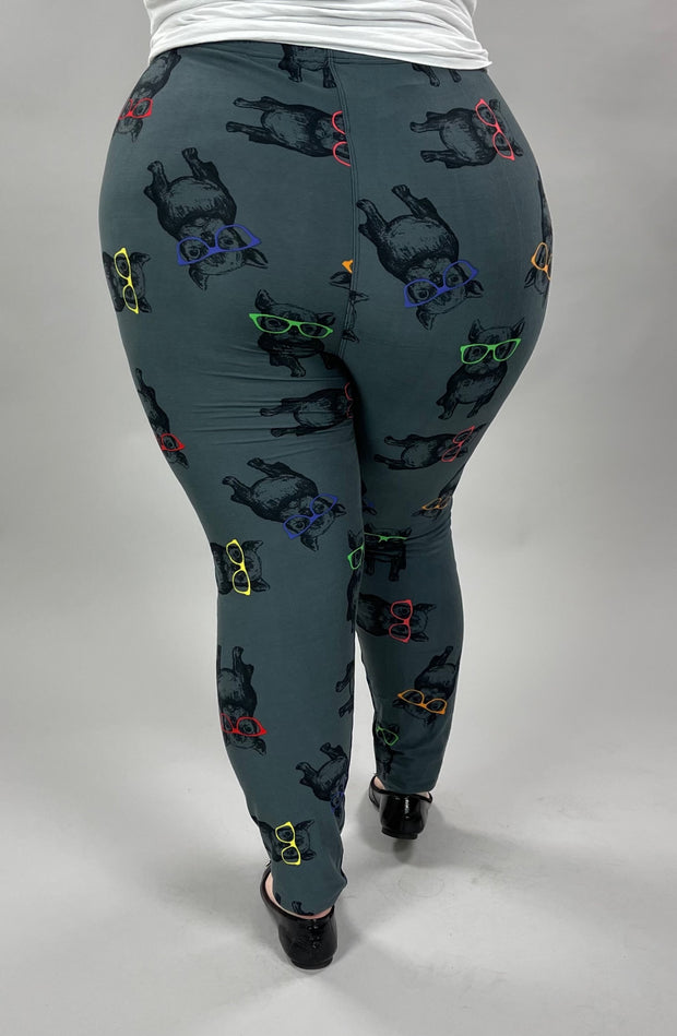 LEG-29 {Cool Pups}  Dogs w/Glasses Printed Leggings