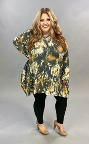 SALE!! PLS-E {Artist's Vision} Grey Taupe Mustard Tie Dye Knit Tunic PLUS SIZE XL 2X 3X