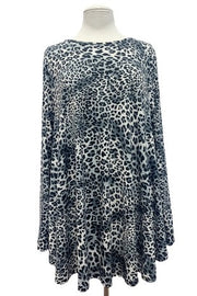 63 PLS-A {Catch Me} Grey Leopard Print Top PLUS SIZE 1X 2X 3X