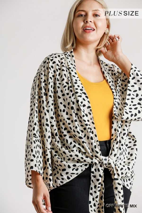 SALE!! 11 OT-H {Express It Out} Umgee ! Off White Print Cardigan PLUS SIZE XL/1X  1X/2X