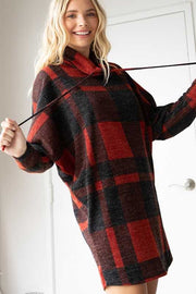 SALE! 23 PLS-A {State Of Grace} Red Plaid Cowl Neck Tunic PLUS SIZE XL 2X 3X