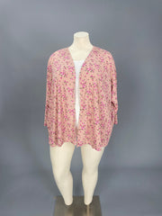 SALE!! 49 OT-D {Raise Your Standard} Mauve Floral Ribbed Cardigan  PLUS SIZE 1X 2X 3X 4X 5X 6X