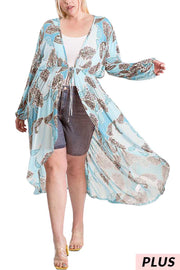 SALE!! LD-N {Makes Me Happy} Seafoam Paisley Print Duster PLUS SIZE XL 2X 3X