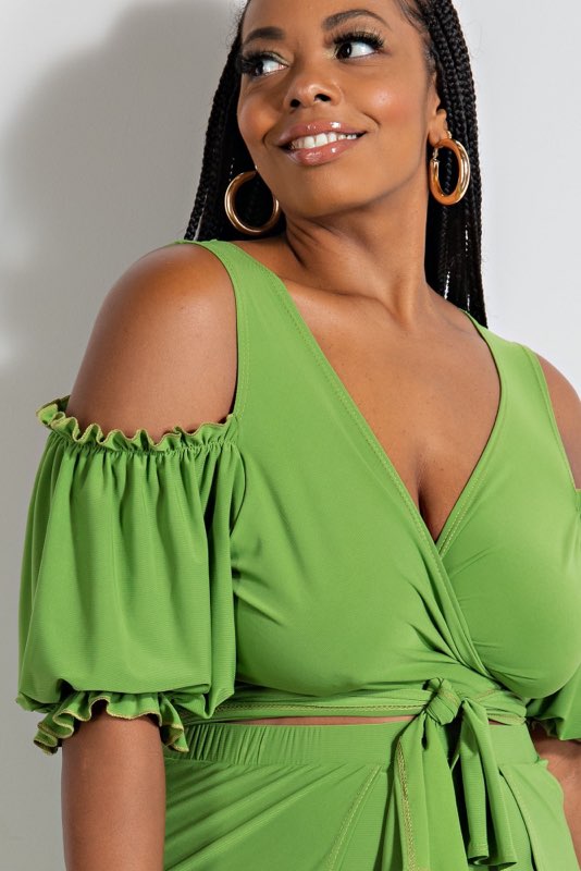 52 SET {Ready For Fame} Green 2 Piece Skirt Set PLUS SIZE 1X 2X 3X