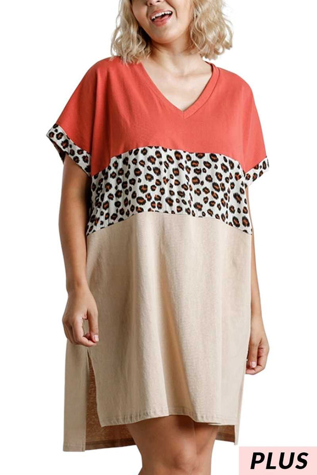 SALE!! 71 CP-B {Naturally Inclined} UMGEE Dress Animal Contrast Plus Size XL 1XL 2XL