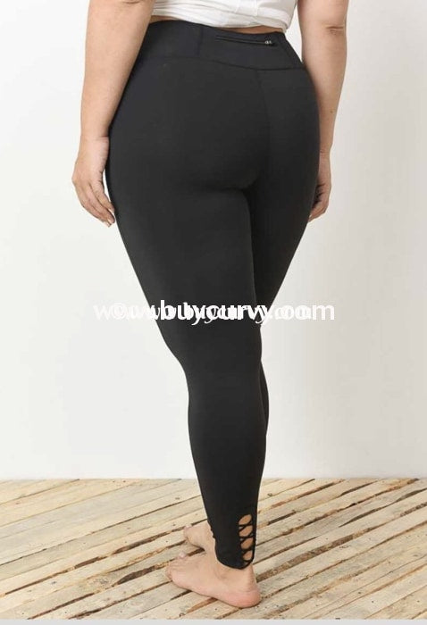 Leg-Pq {Enough Said} Black Spandex Leggings With Cross Detail