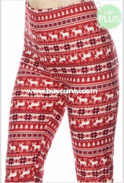 Leg/gt Happy Holidays Red Snowflake/deer Leggings