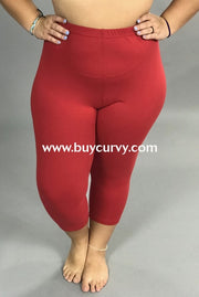 LEG-24 {Pursuit Of Comfort} Red Full Length Leggings EXTENDED PLUS SIZE 3X/5X