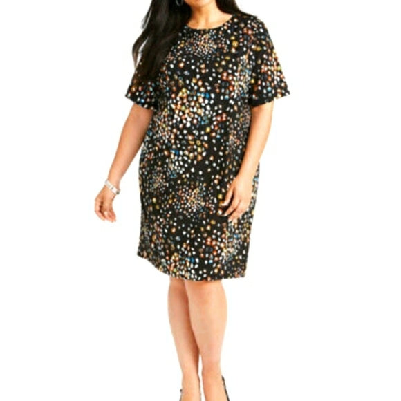 SALE!! PSS-M  M-109   {Alfani} Black Printed Sheath Dress Retail $99.50 PLUS SIZE 16W 18W