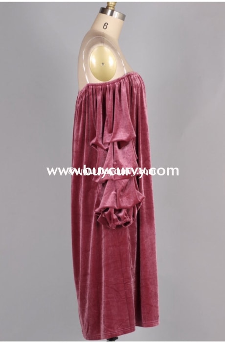 Off-I {Opera House} Mauve Velvet Dress With Ruched Sleeves Off Shoulder