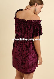 Off- Umgee Burgundy Crushed Velvet Off-Shoulder Sale!! Off Shoulder