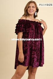 Off- Umgee Burgundy Crushed Velvet Off-Shoulder Sale!! Off Shoulder