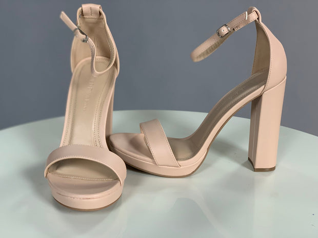 SALE!! Shoe{On My Way} Nude Ankle Strap Heels