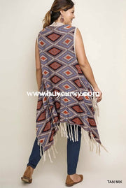 Ot-Y {Standing Room Only} Knit Fringed Multi-Color Vest Outerwear