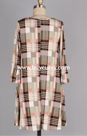 Pq-Q {Finding My Way} Olive/peach Plaid Keyhole Dress Pq