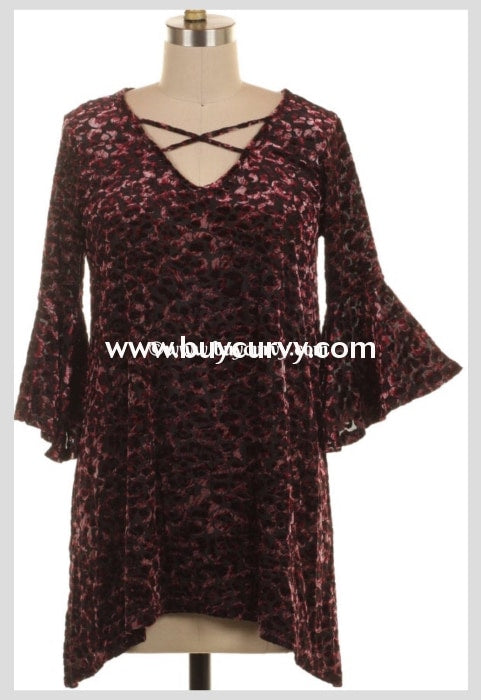 Pq-Q Velvet Burgundy Leopard With Criss-Cross Detail Sale!! Pq