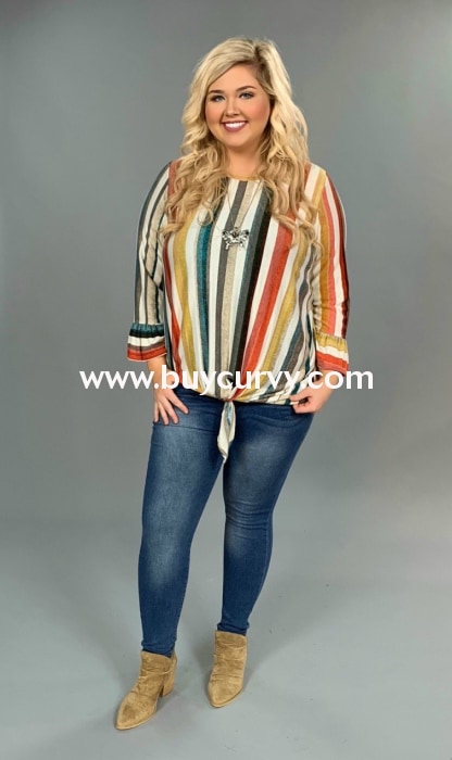 Pq-R {Yes Its True} Vertical Striped Tunic With Tie Hem Pq