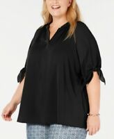 SALE!! SSS-A  M-109  {Michael Kors} Black Tie-Sleeve Top Retail $84.00 PLUS SIZE 2X