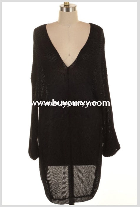 Sls-C Selfie Couture Black Ribbed V-Neck Sweater Sls