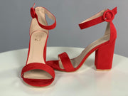 SALE!! SHOES {Statement Piece} Red Suede Ankle Strap Heels