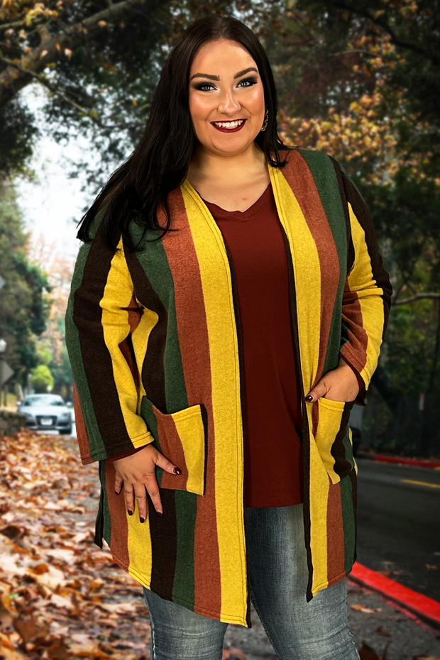 SALE!! 68 OT-Y {Wish For More} Multi-Color Striped Cardigan PLUS SIZE XL 2X 3X